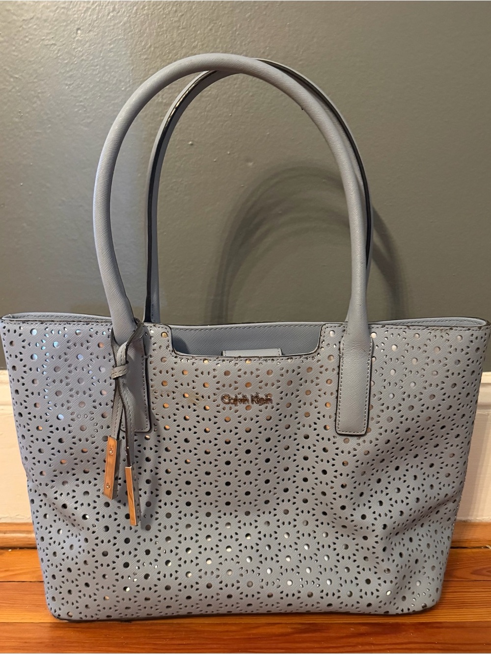 Calvin Klein Light Blue Perforated Tote